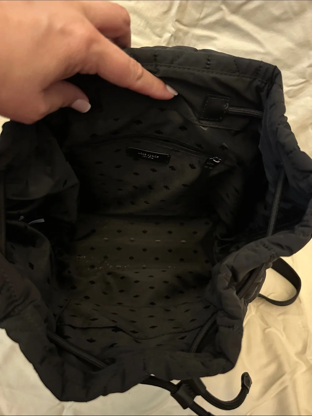kate spade Quilted Black Nylon Drawstring Backpack